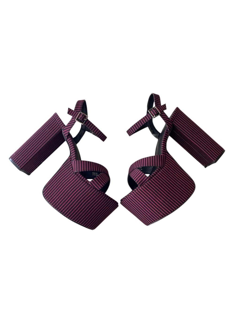 Current Mood Striped Pink and Black Platform Heels